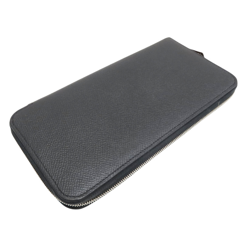 黑色 Epsom牛皮 絲巾 拉鍊長夾 A刻-3