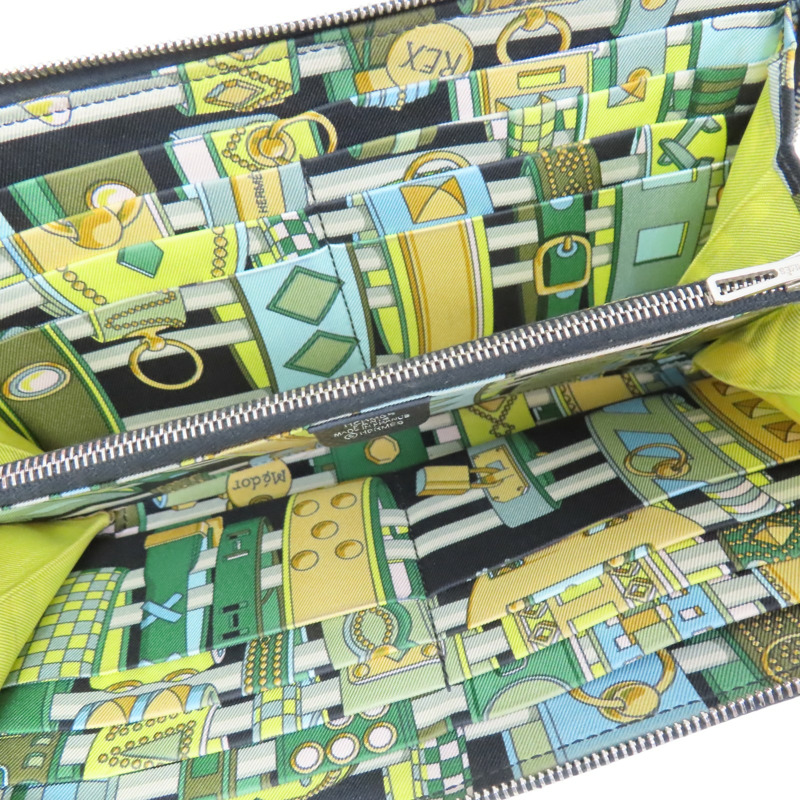 黑色 Epsom牛皮 絲巾 拉鍊長夾 A刻-4