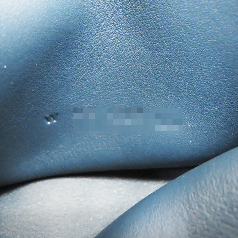 藍色牛皮飾邊 絲巾布面 Avecsoie零錢包 W刻-7