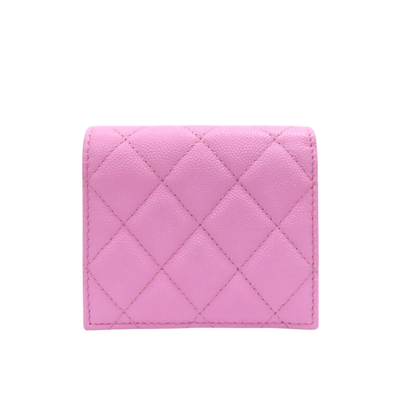 粉色荔枝紋 綠色 牛皮 二折短夾 AP3185-1