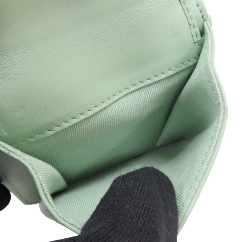 粉色荔枝紋 綠色 牛皮 二折短夾 AP3185-6