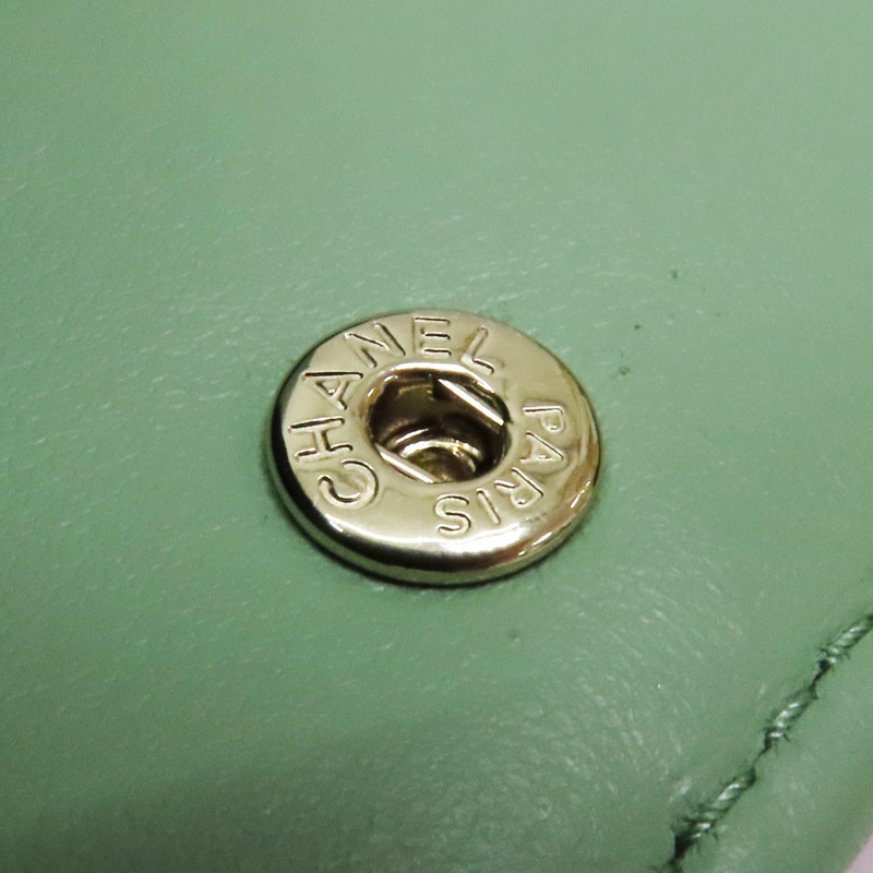 粉色荔枝紋 綠色 牛皮 二折短夾 AP3185-14