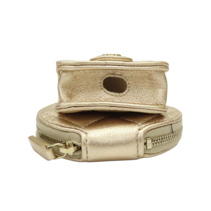 金色皮革 方形掛袋 圓形零錢包-2