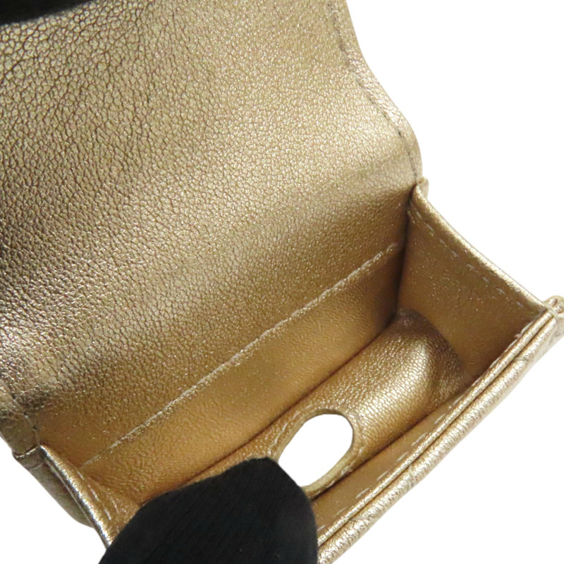 金色皮革 方形掛袋 圓形零錢包-3