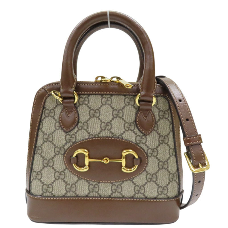 烏木色帆布 棕色牛皮 Horsebit 1995 馬銜扣 兩用包 640716-0