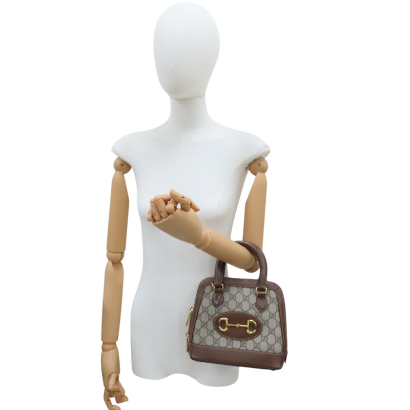 烏木色帆布 棕色牛皮 Horsebit 1995 馬銜扣 兩用包 640716-7