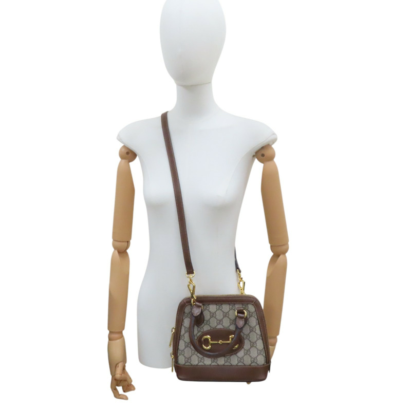 烏木色帆布 棕色牛皮 Horsebit 1995 馬銜扣 兩用包 640716-8