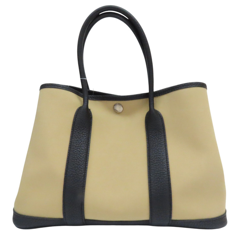 米色 帆布 Garden Party 30 手提包 A刻【HERMES 愛馬仕】-0