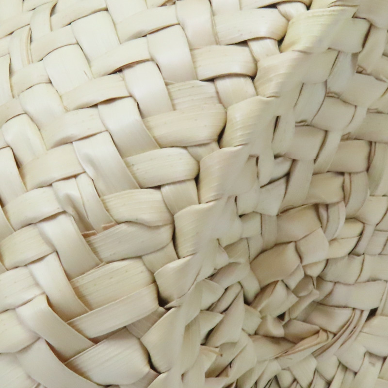 米色 棕櫚葉編織 棕/藍色牛皮 Basket 手提包 #262121-9