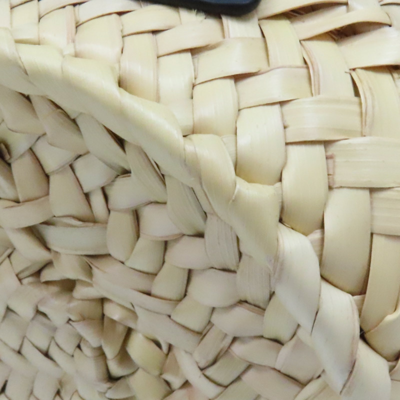 米色 棕櫚葉編織 棕/藍色牛皮 Basket 手提包 #262121-10