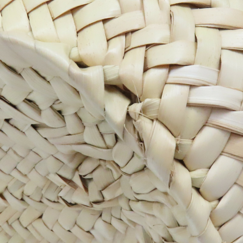 米色 棕櫚葉編織 棕/藍色牛皮 Basket 手提包 #262121-12