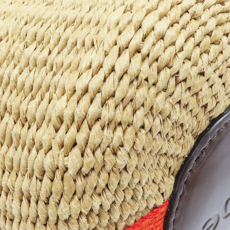 棕色藤編 橘色帆布 肩背包-11