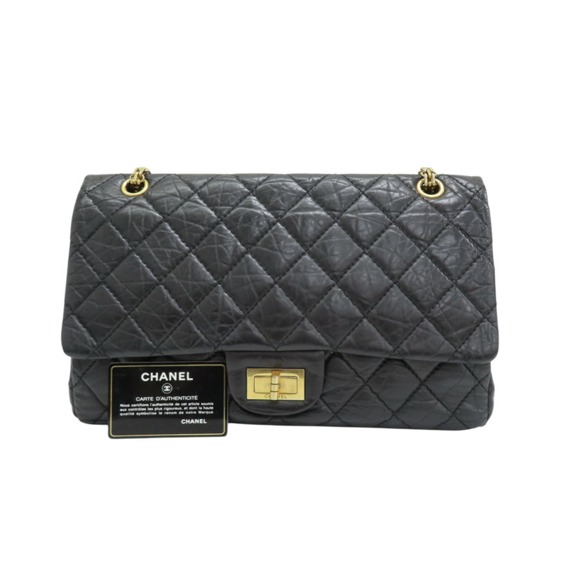 黑色 菱格紋牛皮 2.55 Maxi 超大型 肩背包 A37590-10