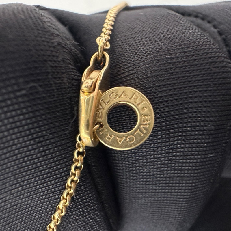 寶格麗BVLGARI系列黃金項鏈鑲嵌黑瑪瑙圓餅項鏈-5