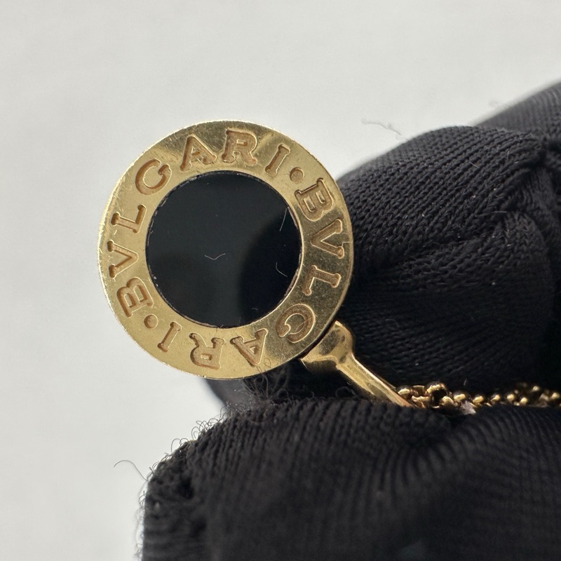 寶格麗BVLGARI系列黃金項鏈鑲嵌黑瑪瑙圓餅項鏈-6