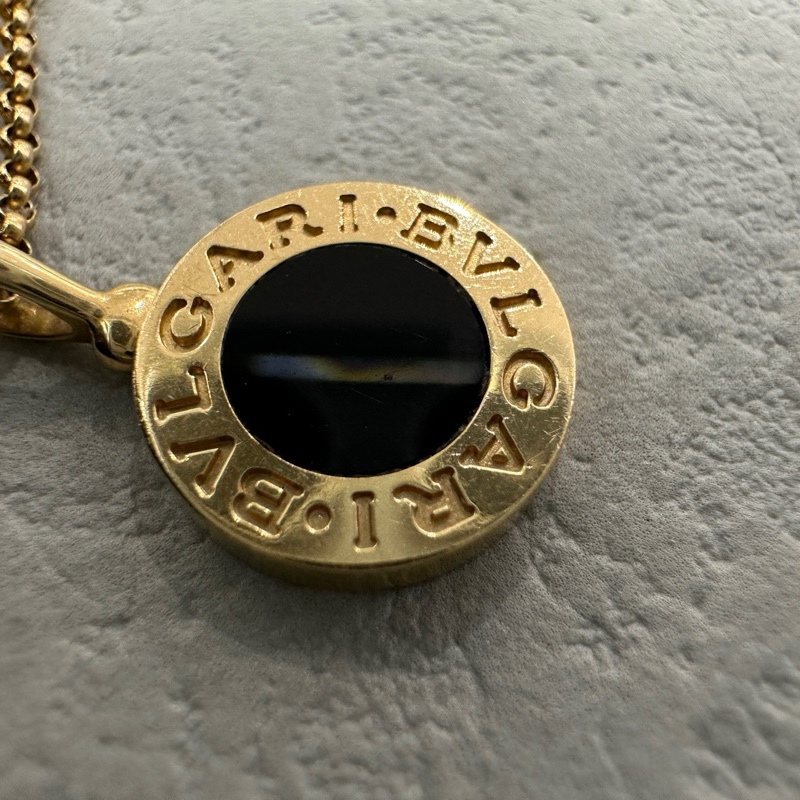 寶格麗BVLGARI系列黃金項鏈鑲嵌黑瑪瑙圓餅項鏈-9
