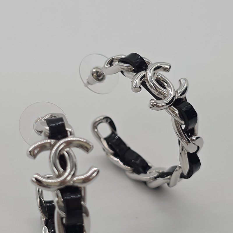 (♥️超新)CHANEL 香奈兒 皮穿鏈 大圓圈 耳釘 耳環-2