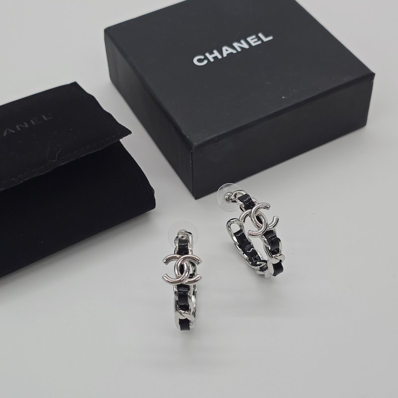 (♥️超新)CHANEL 香奈兒 皮穿鏈 大圓圈 耳釘 耳環-3