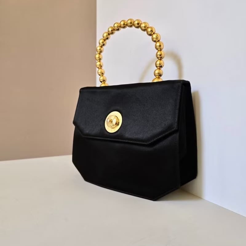 【LA LUNE】絕版中古包 Celine按壓星球黑金色凱莉包 手提包 古董包 二手包-1