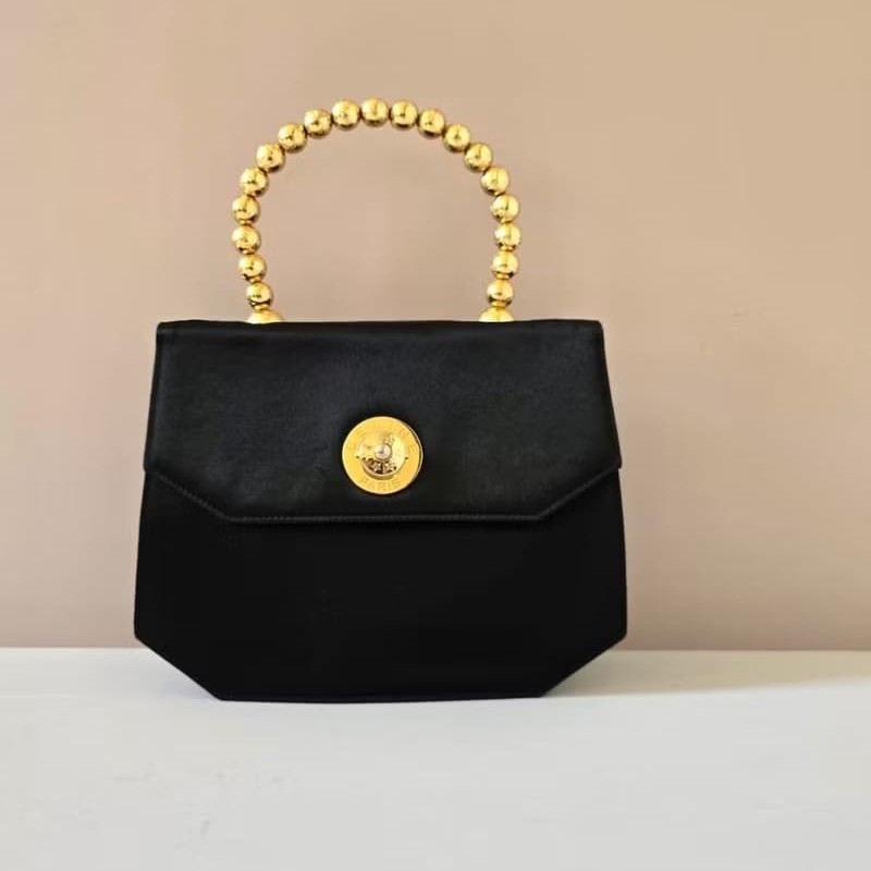 【LA LUNE】絕版中古包 Celine按壓星球黑金色凱莉包 手提包 古董包 二手包-2