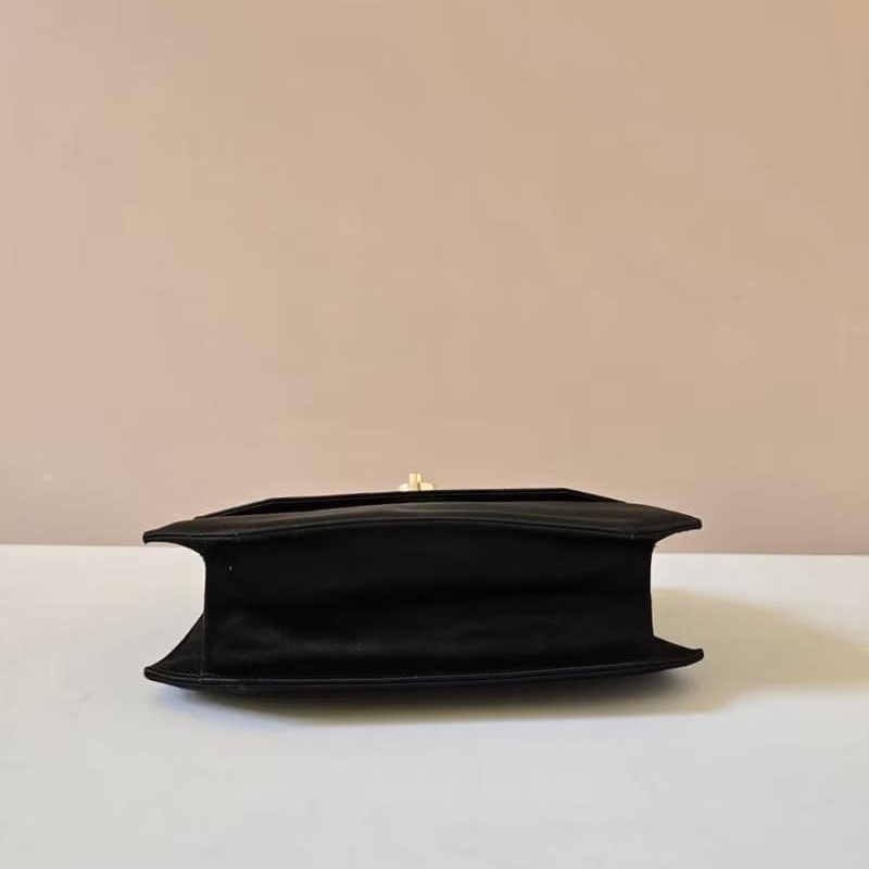 【LA LUNE】絕版中古包 Celine按壓星球黑金色凱莉包 手提包 古董包 二手包-4