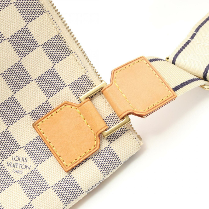 Louis Vuitton Pochette Bosphore 單肩包,塗層帆布和皮革,Damier Azur 錶帶,女款,白色,N51112-6
