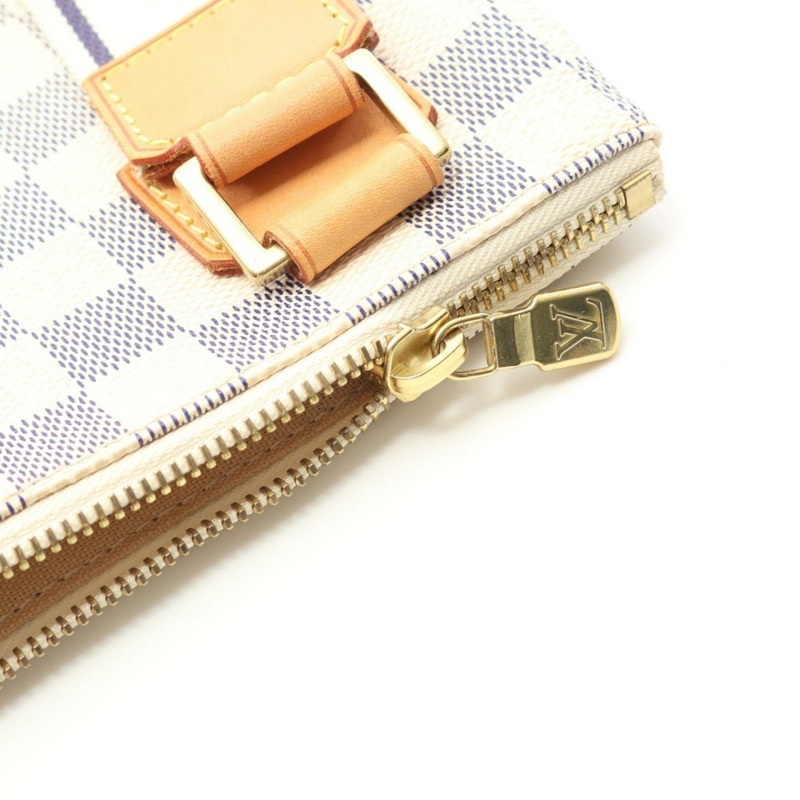 Louis Vuitton Pochette Bosphore 單肩包,塗層帆布和皮革,Damier Azur 錶帶,女款,白色,N51112-8