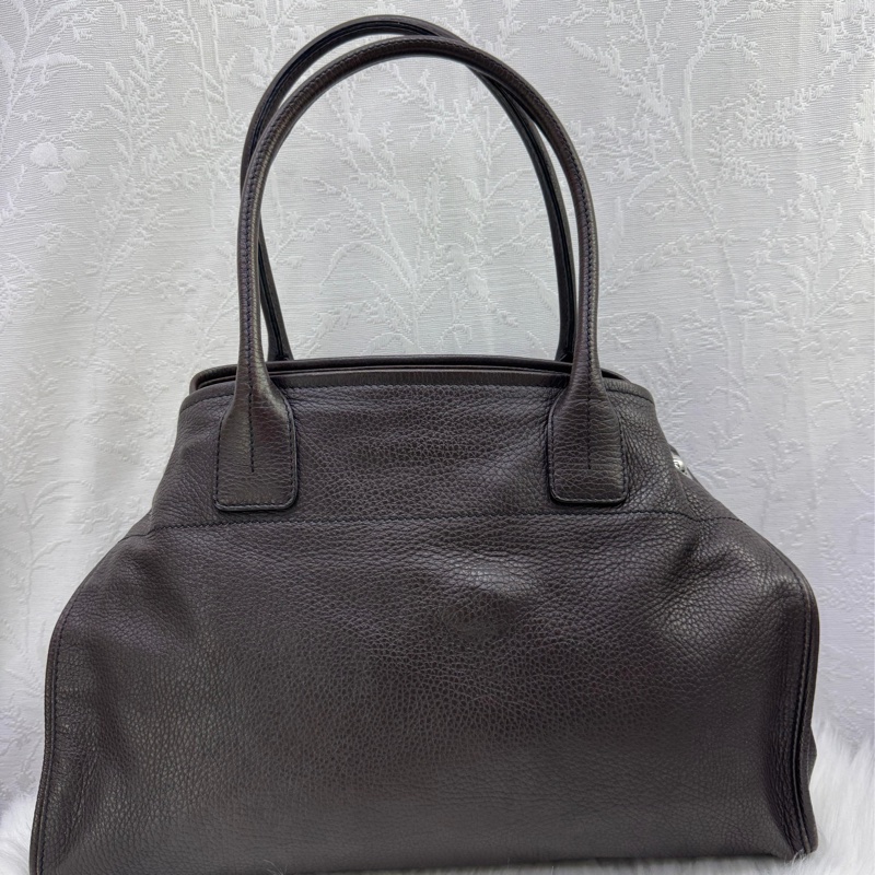 TOD'S牛皮皮革 Shoulder Bag銀扣肩背袋啡色-0