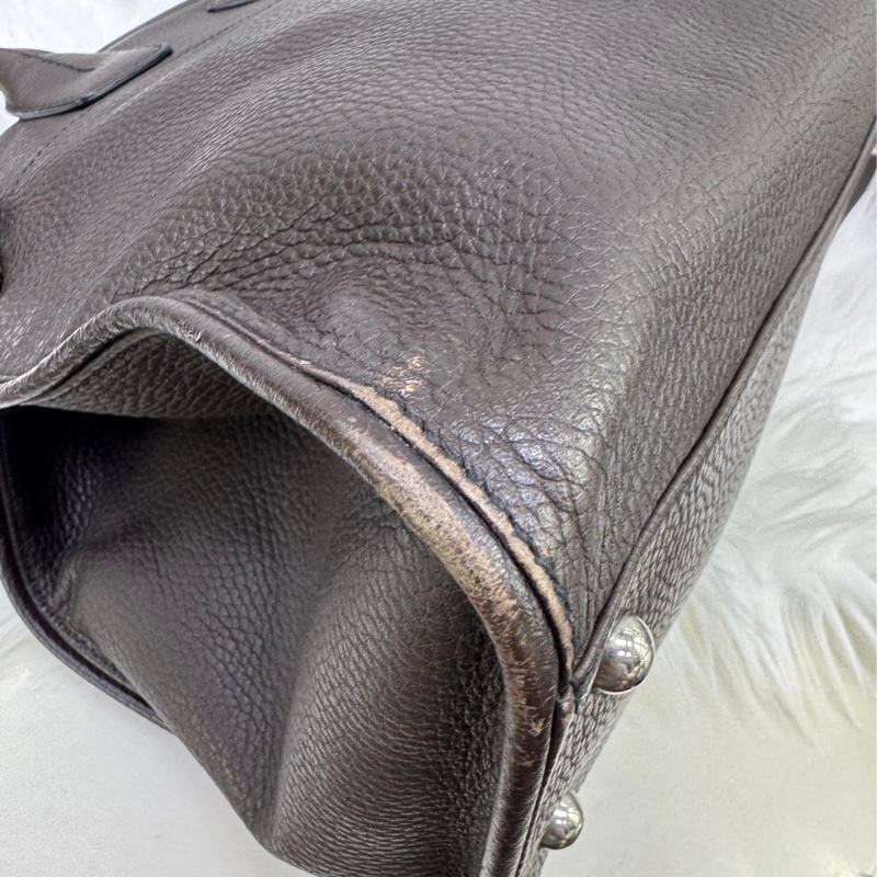 TOD'S牛皮皮革 Shoulder Bag銀扣肩背袋啡色-2