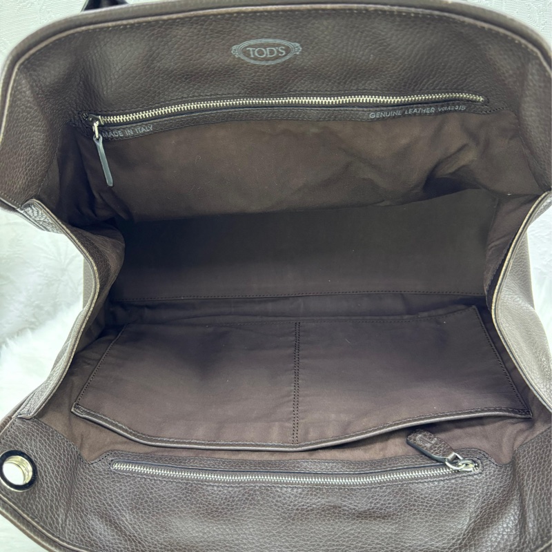 TOD'S牛皮皮革 Shoulder Bag銀扣肩背袋啡色-4