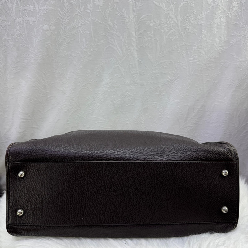 TOD'S牛皮皮革 Shoulder Bag銀扣肩背袋啡色-7