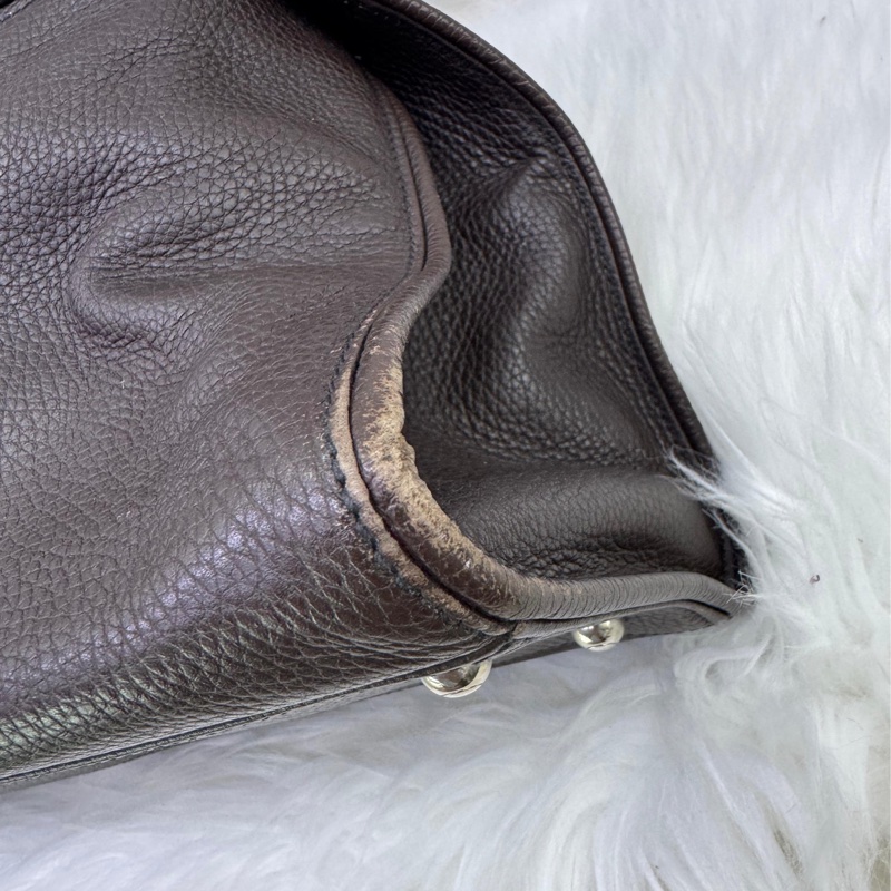 TOD'S牛皮皮革 Shoulder Bag銀扣肩背袋啡色-11