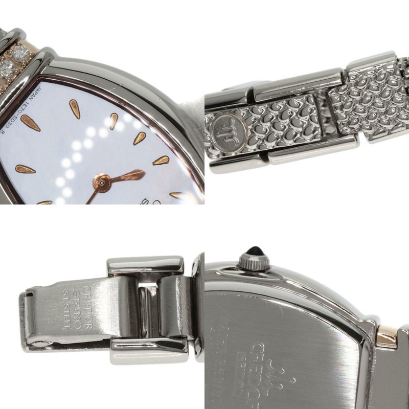 Seiko GSTE966 1E70-3B90 Credor 鑽石手錶，不鏽鋼，18K 金，女士-7