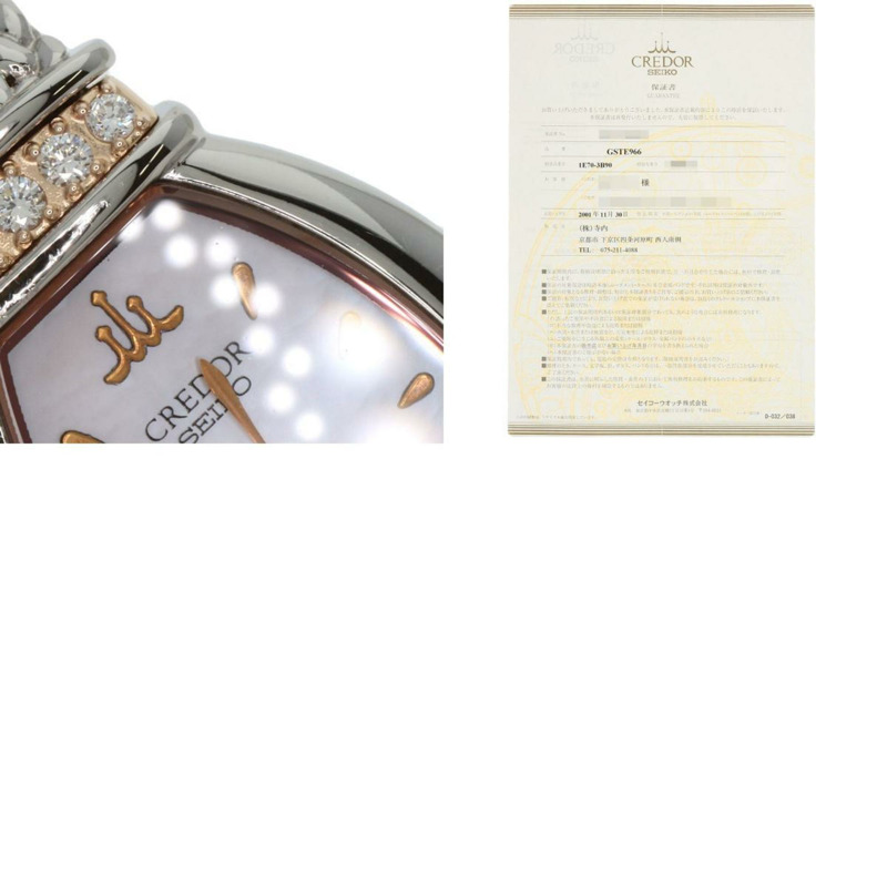 Seiko GSTE966 1E70-3B90 Credor 鑽石手錶，不鏽鋼，18K 金，女士-9