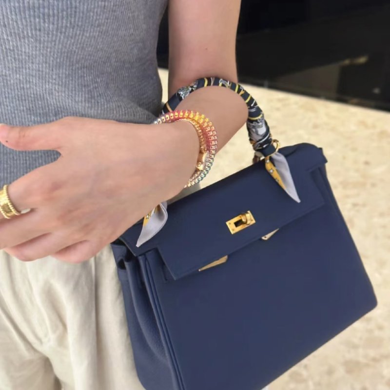 HERMES Kelly 25 - 海軍藍金 W-9