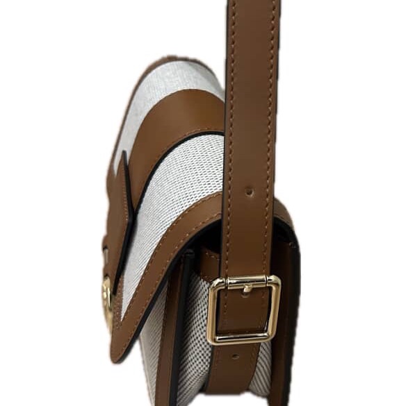 極新少背 Longchamp BOX-TROT 焦糖色牛皮拼帆布-7