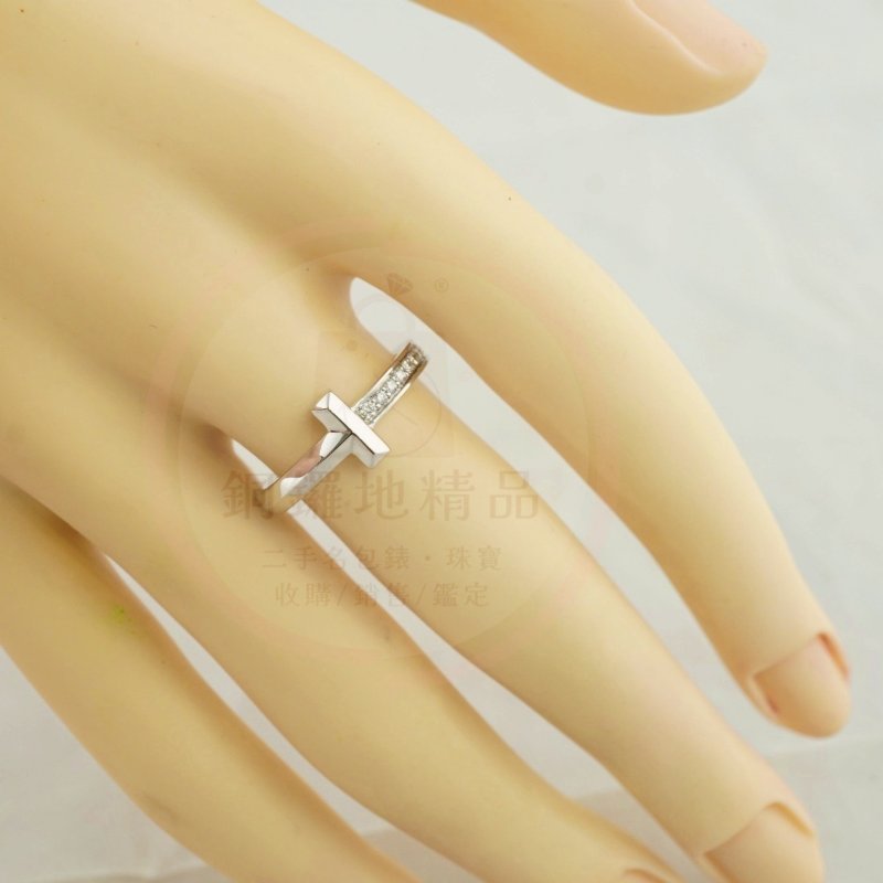 TIFFANY T1 18K白金鑲鑽石戒指(附2025年購證)-3