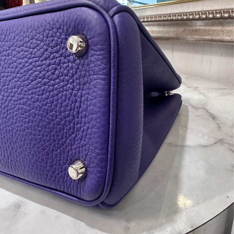 Dior紫拼內藍牛皮Diorissimo Tote銀釦手提肩背包-4