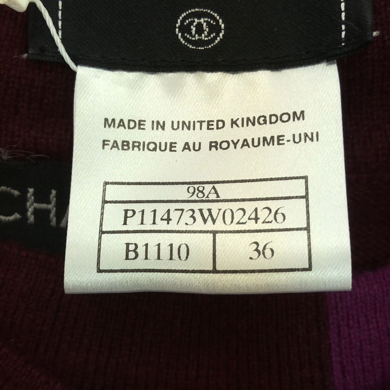 香奈兒針織衫套裝 P11473W02426 羊絨波爾多紅 二手 女士 #36 CC-5