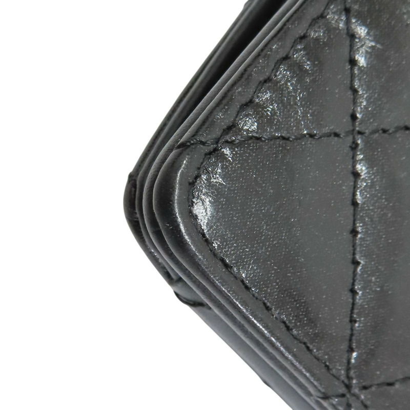 黑色 牛皮亮皮 長夾-11