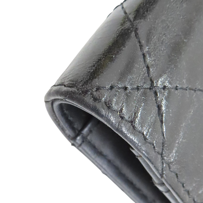 黑色 牛皮亮皮 長夾-14