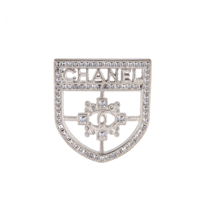 CHANEL(香奈兒) 合金 15B 盾牌鑲鑽 胸針-7