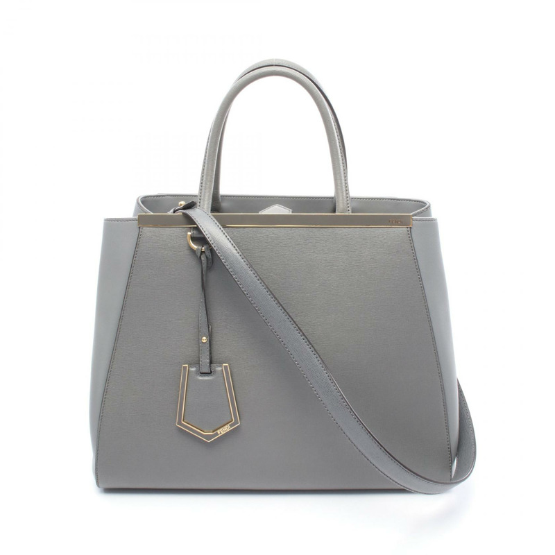 FENDI 2JOURS Toujour 肩背包 8BH250 皮革 灰色 二手 女士-0