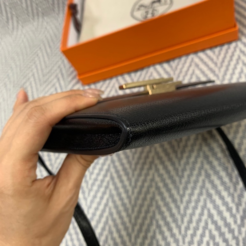 🌈Hermes🌟cinhetic to go🧡黑色金扣🧡98.5新🌟山羊皮🌟Stamp Y🌟-4