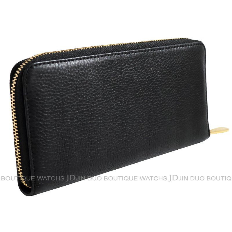 金鐸精品~2465 MICHAEL KORS MK 黑色皮革紋金牌拉鍊長夾 全新品-3