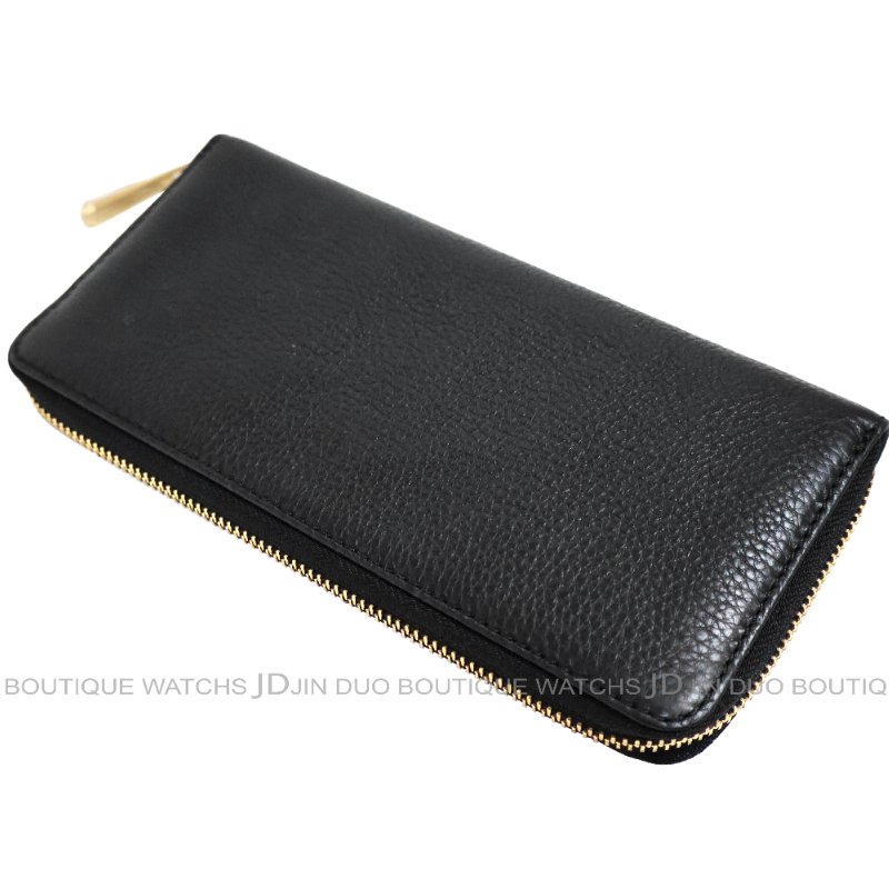 金鐸精品~2465 MICHAEL KORS MK 黑色皮革紋金牌拉鍊長夾 全新品-5