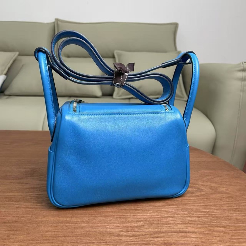 Hermes🌈Mini Lindy一代💙佛羅里達藍銀扣💙98.5新🌟全套有單💙Swift皮🌟Stamp Y🌟full set🌟-9