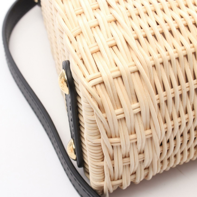 LOUIS VUITTON Capucine MINI 單肩包 手提包 M26003 皮革 藤條 米色 黑色-4