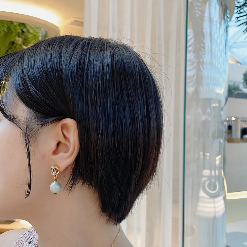 Chanel 中古品藍色珍珠閃石耳環-10