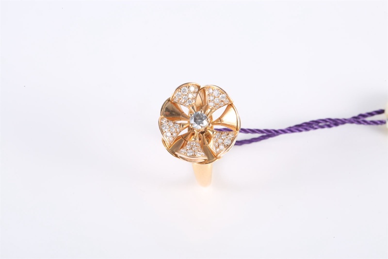 BVLGARI(寶格麗) 18K玫瑰金 鑽石 玫瑰金 diva dream 多扇子半鑽戒指 fiorever 詠綻花 18K-5